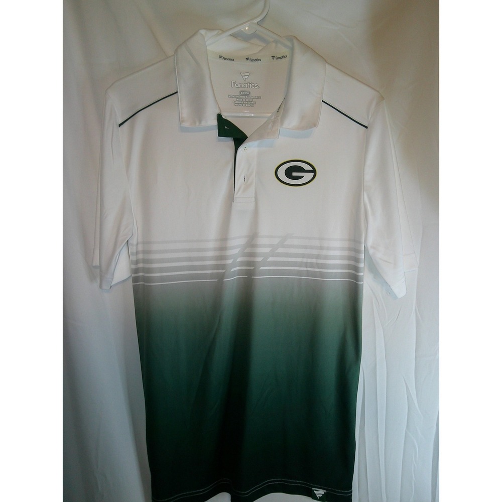 Fanatics Green‎ Bay Packers Polo Shirt NFL Football Gradient White S